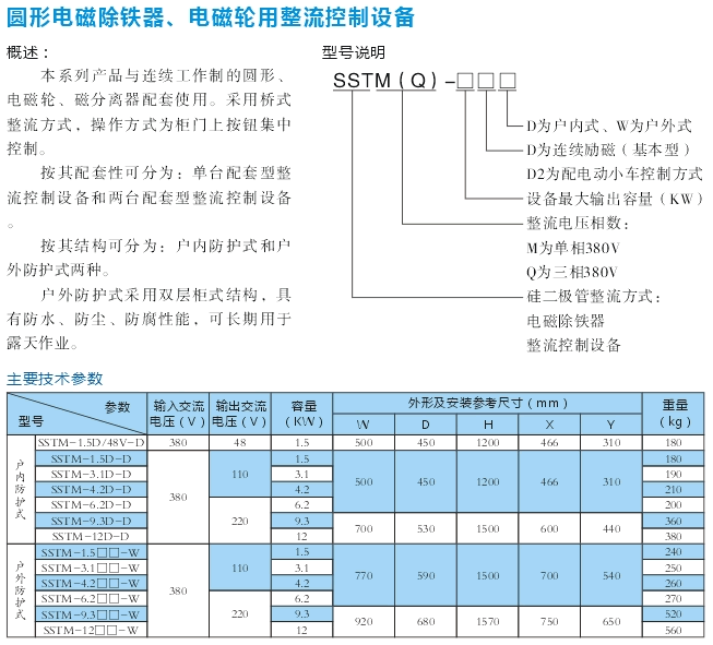 圓形電磁除鐵、電磁輪用整流控制設備